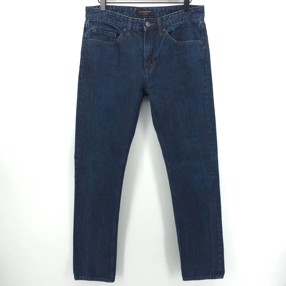 Banana Republic Slim Straight Mens Jeans 31x32 Dark‎ Blue Indigo Denim